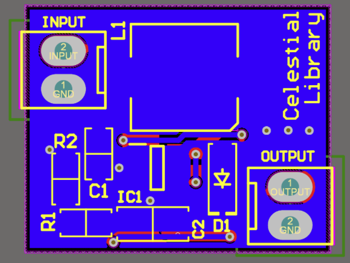 Bottom layer of PCB design with polygons added