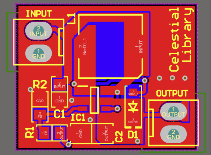 Top layer of PCB design with polygons added